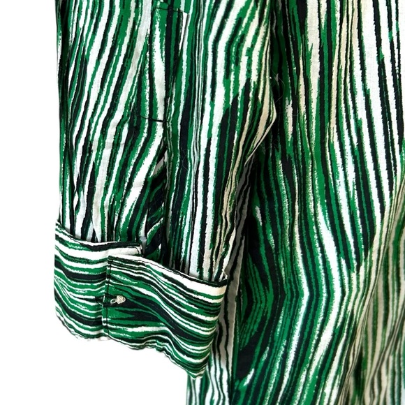 Derek Lam Design Nation Green Pattern Button Down Collared‎ Neckline Shirt Dress - Picture 4 of 6